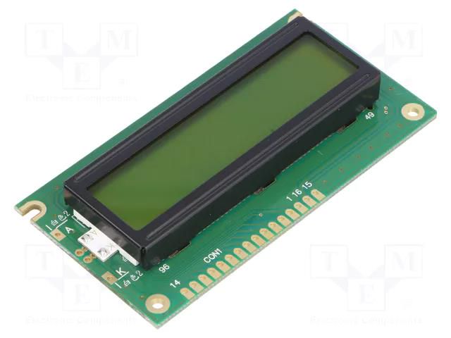 Display: LCD; alphanumeric; STN Positive; 16x2; 84x44x13.2mm; LED POWERTIP NPC1602LRU-FWB-H