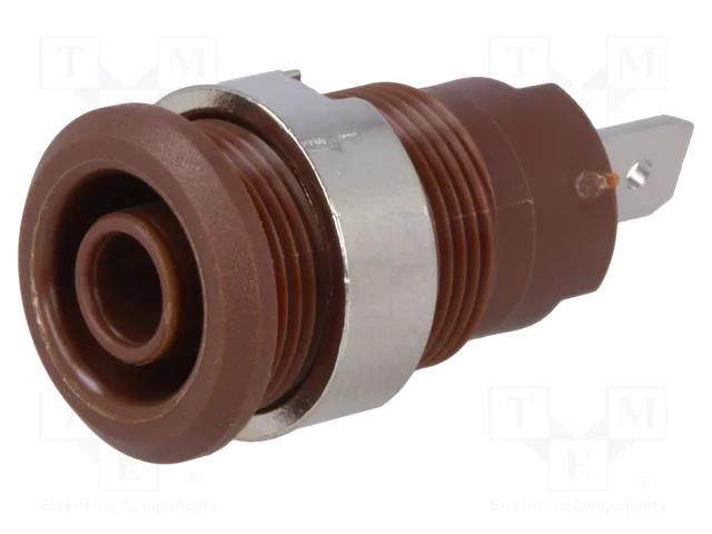 Connector: 4mm banana; socket; 24A; 1kV; Cutout: Ø12.2mm; brown STÄUBLI SLB4-F/N-X-27