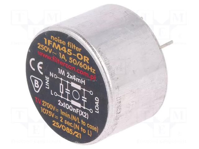 Filter: anti-interference; 250VAC; 100nF; 4mH; THT FILTERCON 1FM45-0R