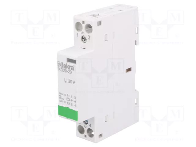 Contactor: 2-pole installation; 20A; 230VAC,220VDC; NO x2; IKD ISKRA IKD20-20/230V