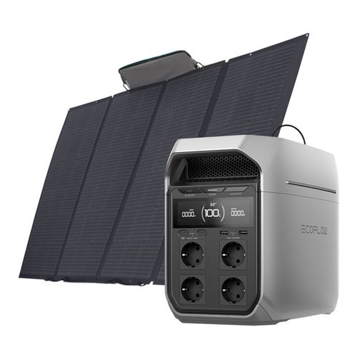 Set: EcoFlow Delta 3 Plus power station + 400W photovoltaic panel., ECOFLOW D3PLUS-400W-SB