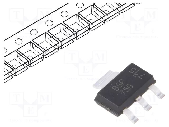 IC: power switch; low-side; 1.6A; Ch: 1; N-Channel; SMD; SOT223 DIODES INCORPORATED BSP75GTA