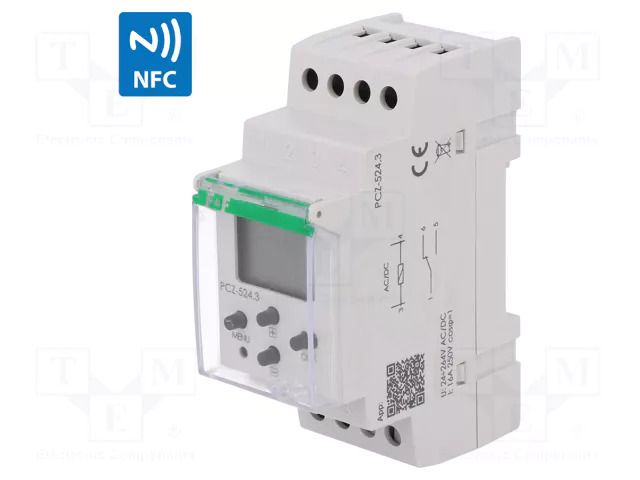 Programmable time switch; Range: 1 year; SPDT; 24÷264VAC; PIN: 5 F&F PCZ-524