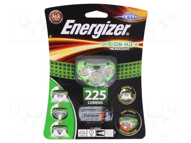 Torch: LED headtorch; waterproof; 4h; 350lm; green; HEADLIGHT ENERGIZER HEADLIGHT-VIS-HD+