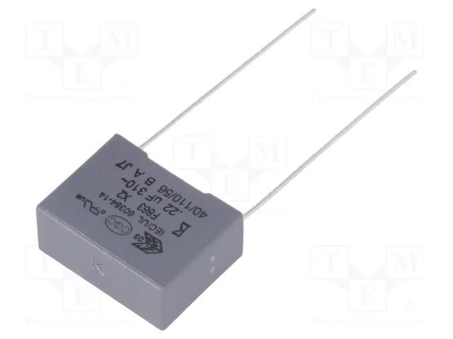 Capacitor: polypropylene; X2; F863; 0.22uF; 18x13.5x7.5mm; THT KEMET F863BK224K310ALW0L