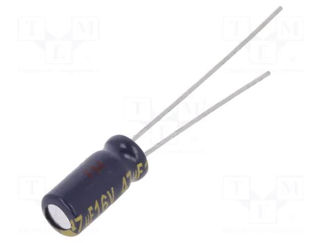 Capacitor: electrolytic; low ESR; THT; 47uF; 16VDC; Ø5x11mm; ±20% PANASONIC EEUFC1C470