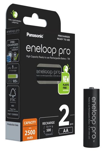 Akumuliatorius HR06 (AA) 1.2V 2500mAh Ni-Mh BK-3HCDE/2BE Panasonic eneloop PRO, 2vnt blisteryje 5410853064145 5410853064145