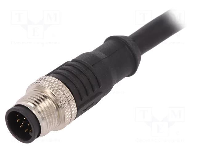 Connector: M12; plug; male; PIN: 12; straight; 1.5A; 30V; IP67; cables BULGIN PXPTPU12FIM12AC010