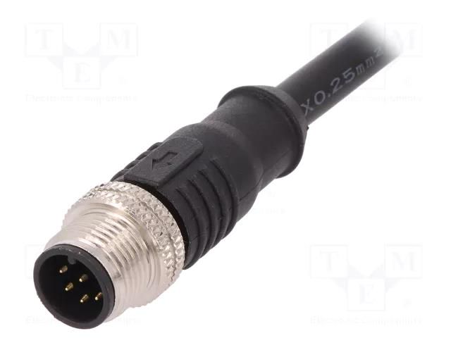 Connector: M12; plug; male; PIN: 8; straight; 2A; 30V; IP67; cables BULGIN PXPTPU12FIM08AC010
