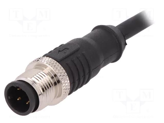 Connector: M12; plug; male; PIN: 4; straight; D code-Ethernet; 4A BULGIN PXPTPU12FIM04DC010