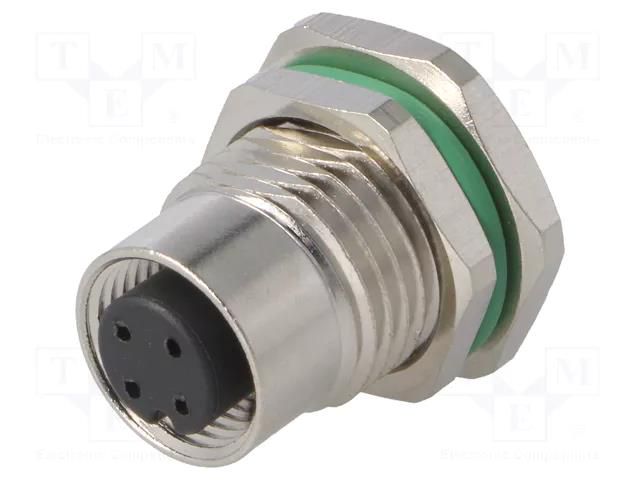 Connector: M12; socket; PIN: 3; female; 250V; IP67; THT; 4A BULGIN MBNI12RPF03APCPG9