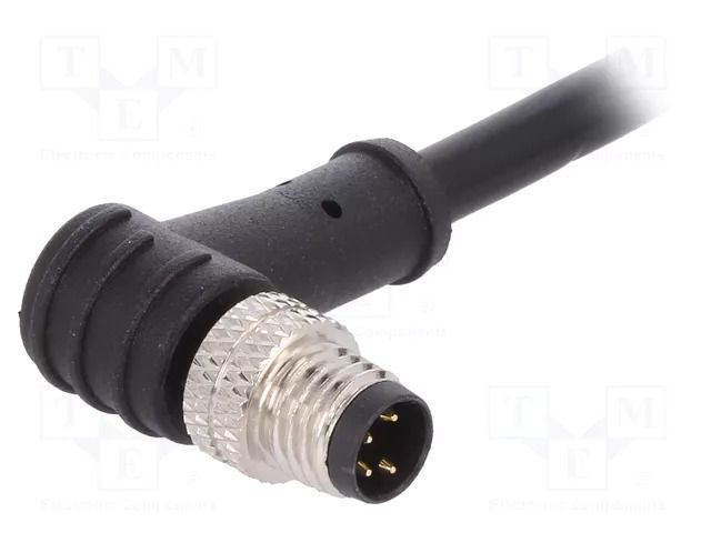 Connector: M8; male; PIN: 4; 3A; 30V; IP67; angled; plug; 1m; PVC BULGIN PXPPVC08RAM04AC010