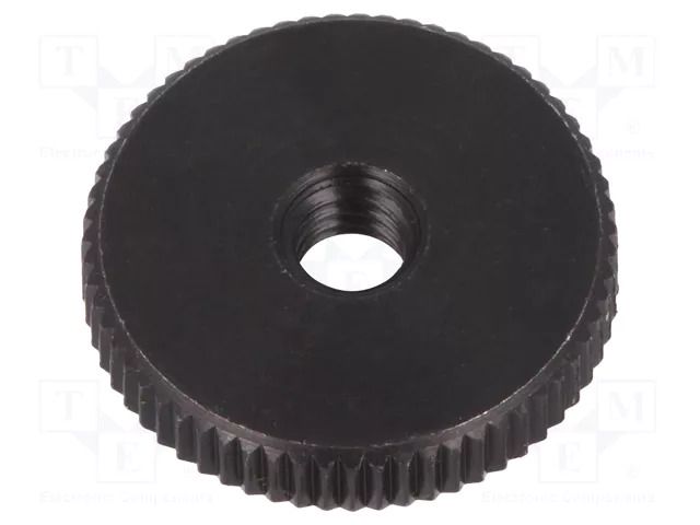 Knob; Ø: 16mm; Int.thread: M4; H: 4mm; oxidized steel; DIN 467 ELESA+GANTER DIN467-M4