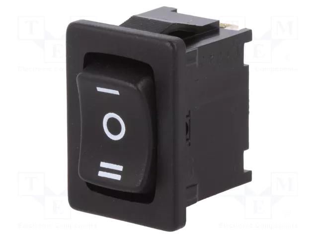 ROCKER; SP3T; Pos: 3; ON-OFF-ON; 6A/250VAC; black; IP40; none; 1800 Marquardt 1808.6103