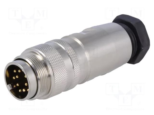 Connector: M16; plug; male; PIN: 12; 3A; 60V; soldering; for cable BULGIN PXMBNI16FIM12ASC