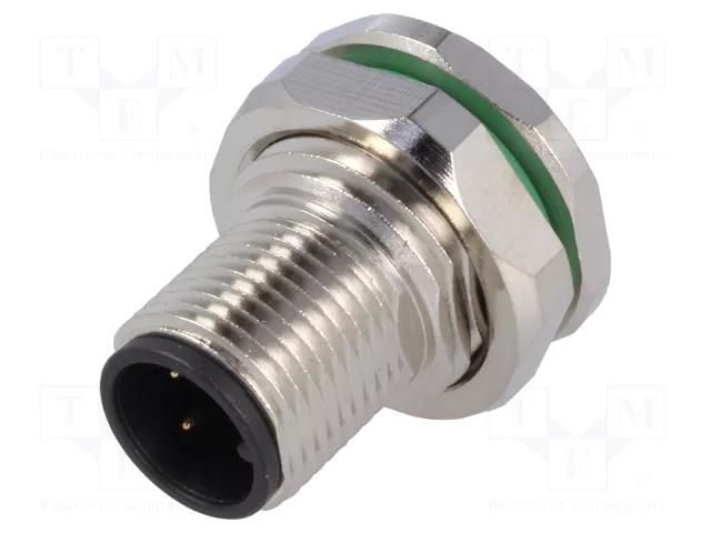 Connector: M12; socket; PIN: 4; male; 250V; IP67; THT; 4A BULGIN MBNI12RPM04APCPG9