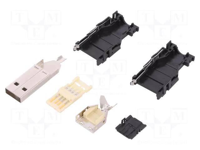Connector: USB A; plug; for cable; soldering; PIN: 4; straight TE Connectivity 2013798-1