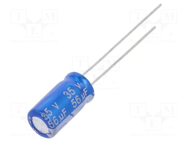 Capacitor: electrolytic; THT; 56uF; 35VDC; Ø6.3x11.5mm; ±20%; JRG Jb Capacitors JRG-56U/35