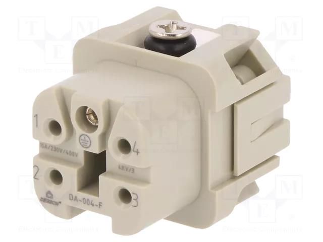 Connector: HDC; contact insert; female; DA; PIN: 5; 4+PE; size D3A DEGSON ELECTRONICS DA-004-F