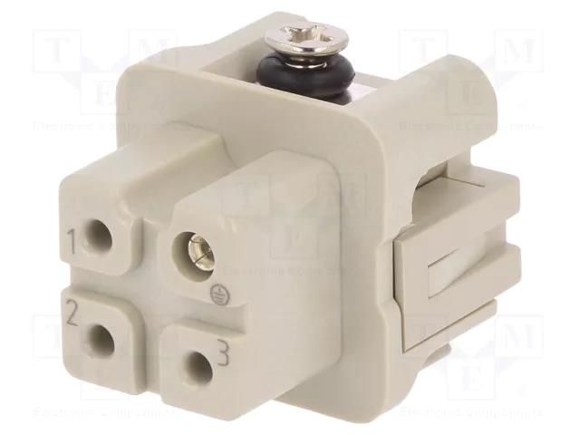 Connector: HDC; contact insert; female; DA; PIN: 4; 3+PE; size D3A DEGSON ELECTRONICS DA-003-F