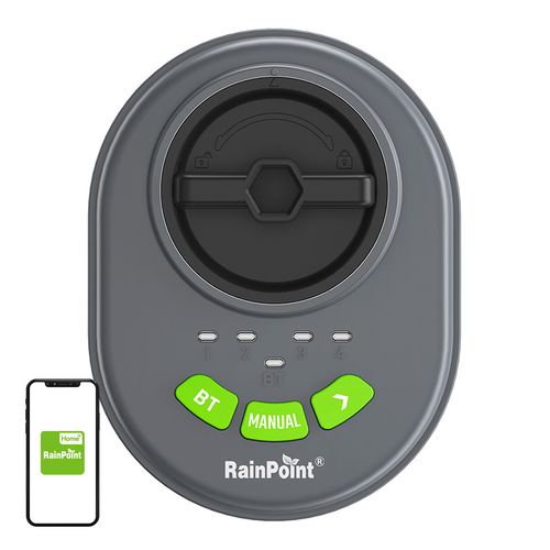 RainPoint 4-zone sprinkler controller with app, Bluetooth, RainPoint HIC406B