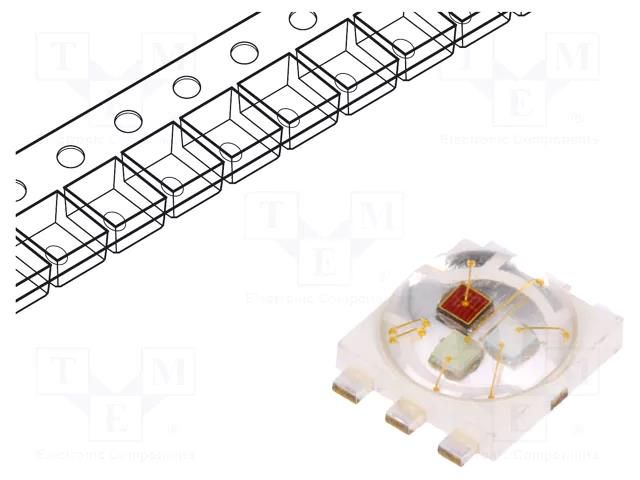 Power LED; RGB; 140°; 150mA; λd: 455÷460nm,525÷535nm,620÷630nm; 1W ProLight Opto PP6N-1LFE-P