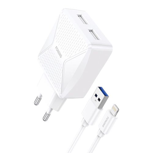 GaN Foneng EU50 charger, 35W 2x USB-C to Type-C to Lightning (white), Foneng GAN35 C - Light