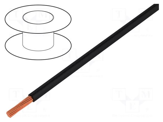 Wire; Silistrom®; 1x6mm2; stranded; OFC; silicone; black; 1.5kV; 54A STÄUBLI SILI-S/6.0-B