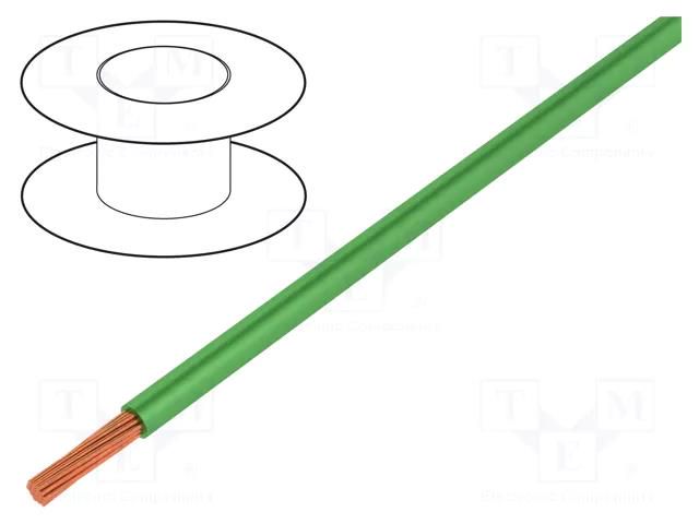 Wire; Silivolt®-E; 1x1mm2; stranded; Cu; silicone; green; 600V; 100m STÄUBLI 61.7554-25