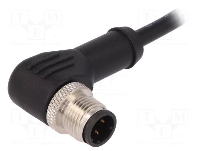 Connector: M12; plug; male; PIN: 4; angled; D code-Ethernet; 4A; 250V BULGIN PXPPVC12RAM04DC010