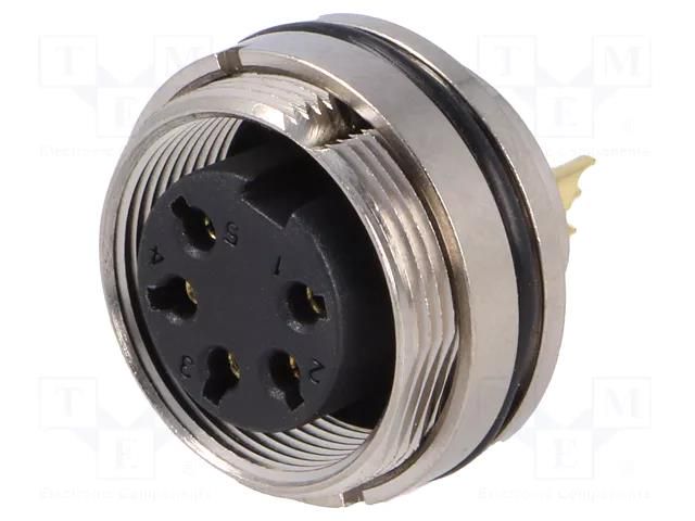 Connector: M16; socket; female; PIN: 5; 6A; 250V; soldering; straight BULGIN PXMBNI16RPF05ASC