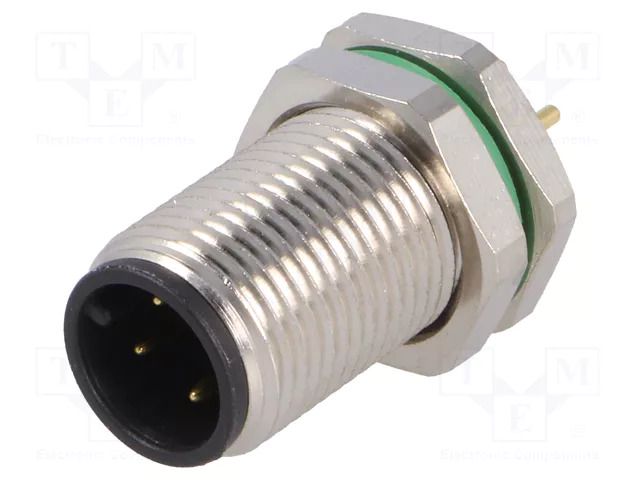 Connector: M12; socket; PIN: 4; male; 250V; straight; IP67; THT; 4A BULGIN MBNI12RPM04APCM12