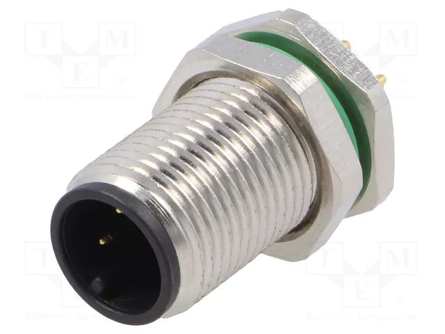 Connector: M12; socket; PIN: 3; male; 250V; straight; IP67; THT; 4A BULGIN MBNI12RPM03APCM12