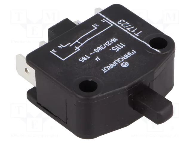 Switch: door; Pos: 2; SPST-NO + SPST-NC; 16A/400VAC; Body: black Marquardt 1115.0101