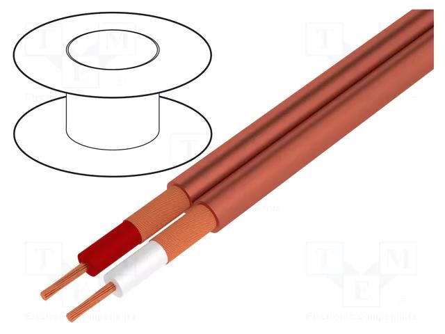 Wire: microphone cable; 2x0.25mm2; red; OFC; -15÷70°C TASKER TAS-C121-RD