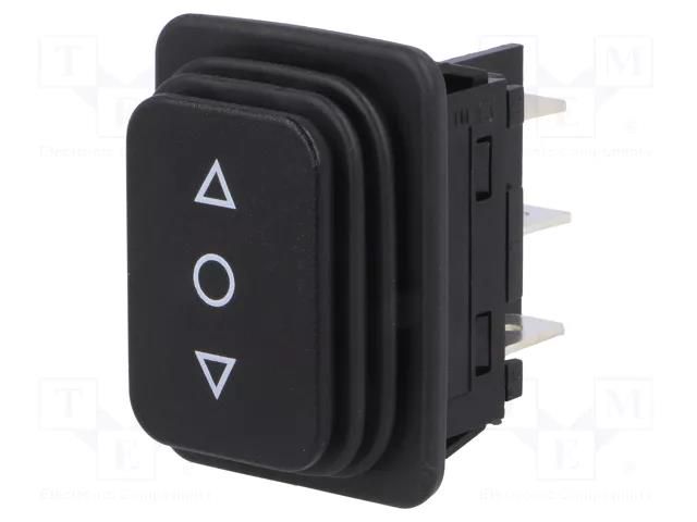 ROCKER; DP3T; Pos: 3; (ON)-OFF-(ON); 14A/250VAC; black; none; 1939 Marquardt 1939.3314