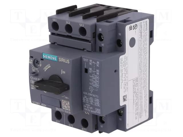 Motor breaker; 5.5kW; 220÷690VAC; for DIN rail mounting; 3RV2 SIEMENS 3RV2111-1KA10