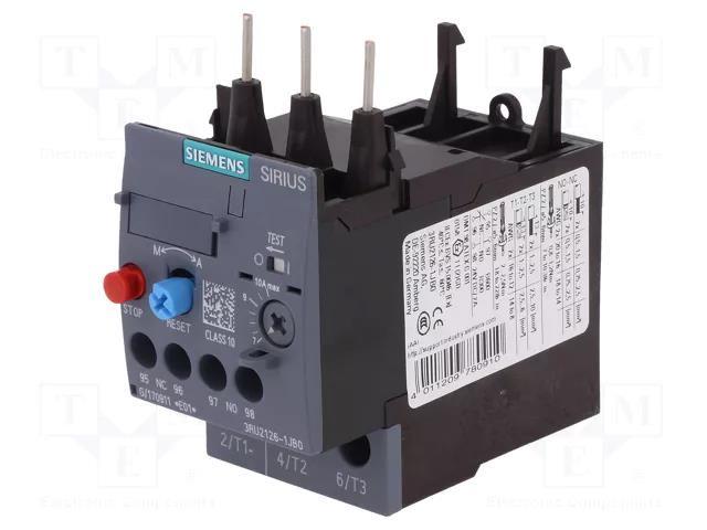 Thermal relay; Size: S0; Auxiliary contacts: NC,NO; -40÷70°C; 4kW SIEMENS 3RU2126-1JB0