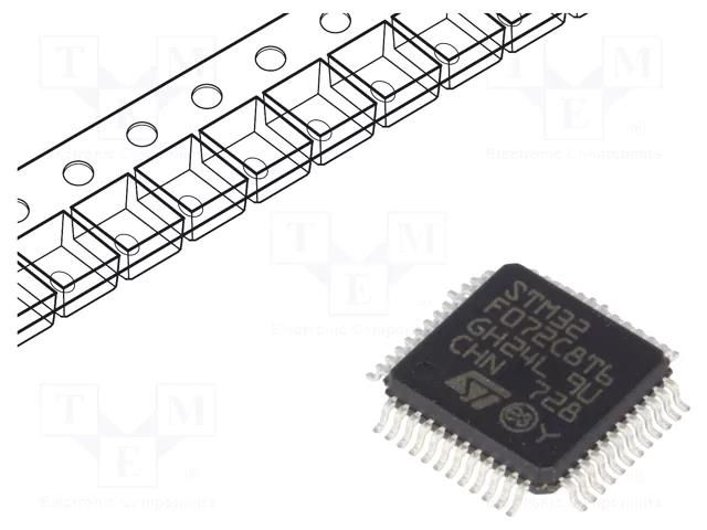 IC: STM32 ARM microcontroller; 48MHz; LQFP48; 2÷3.6VDC; STM32F0 STMicroelectronics STM32F072C8T6