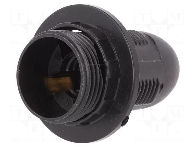 Lampholder: for lamp; E14; with flange; Body: black; Ø: 28mm; L: 57mm PAWBOL PW-D.3027