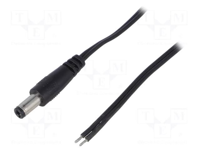 Cable; 2x0.5mm2; wires,DC 5,5/2,5 plug; straight; black; 1.46m ESPE DC.CAB.2600.0150E