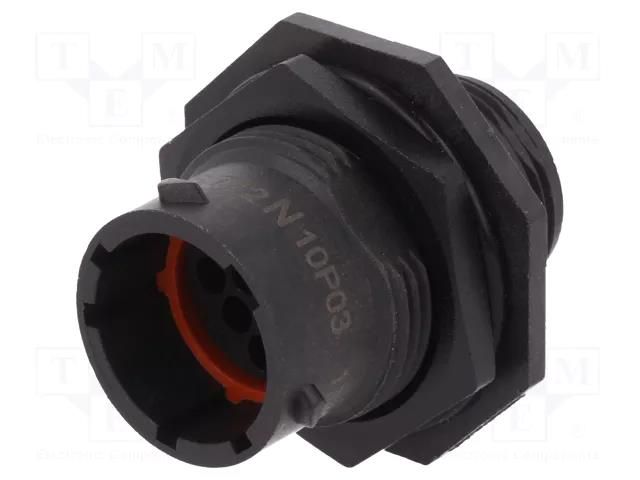 Connector: circular; socket; for panel mounting,front side nut AMPHENOL RTS712N10P03