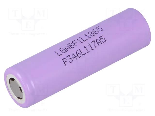 Re-battery: Li-Ion; 18650,MR18650; 3.6V; 3350mAh; Ø18.29x65.15mm LG CHEM INR18650-3.35-BOX
