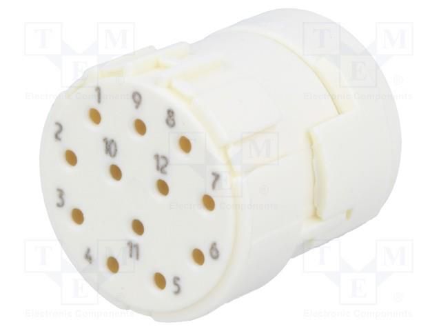 Connector: M23; contact insert; PIN: 12; female; crimped; 8A; 200V HARTING 09151123101