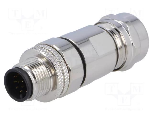 Connector: M12; plug; PIN: 12; male; 30V; IP67; soldering; for cable BULGIN MBNI12FIM12ASCPG9