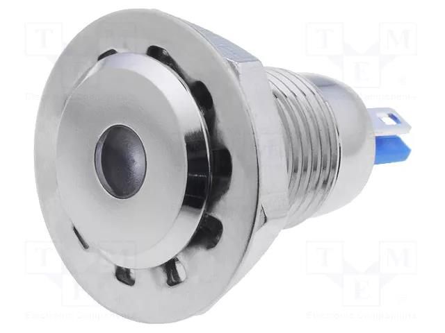 Indicator: LED; flat; red; 12VDC; Ø12mm; IP67; for soldering; brass ONPOW GQ12F-D/R/12