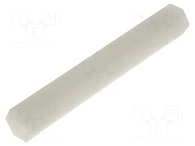 Screwed spacer sleeve; hexagonal; polyamide; M4; L: 40mm FIX&FASTEN FIX-HP4-40