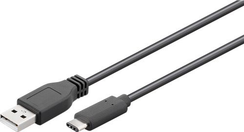 USB 2.0 Cable (USB-C™ to USB A), Black, 3 m - suitable for devices with a USB-C™ connection 55469
