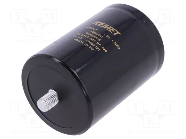 Capacitor: electrolytic; 3.3mF; 450VDC; Ø77x105mm; Pitch: 31.8mm KEMET ALS31A332NF450