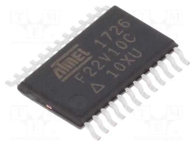 IC: CPLD; SMD; TSSOP24; Number of macrocells: 10; I/O: 22; 166MHz MICROCHIP TECHNOLOGY ATF22V10C-10XU